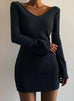 Karleedress V Neck Bell Sleeve Bodycon Mini Dress