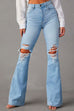 Karleedress Distressed Bell Bottoms Ripped Trendy Jeans