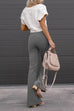 Karleedress One Button Corduroy Flare Pants with Pockets