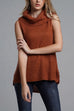 Karleedress Cowl Neck Side Slit Sleeveless Sweater Vest