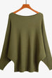 Karleedress Boat Neck Batwing Sleeves Ribbed Knit Sweater