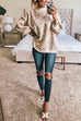 Karleedress Crewneck Drop Shoulder Leopard Slouchy Sweater