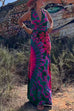 Karleedress V Neck Criss Cross Backless Tie Dye Maxi A-line Dress