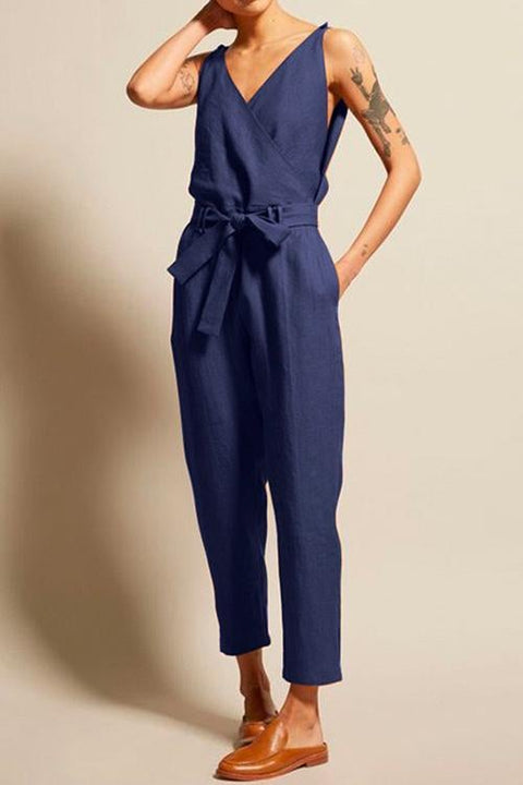 Karleedress Josh V Neck Bow Knot Sleeveless Jumpsuit