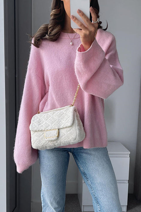 Karleedress Crewneck Drop Shoulder Comfy Pullover Sweater