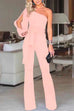 Karleedress One Shoulder Slit Sleeve Tie Knot Jumpsuit