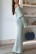 Karleedress Off Shoulder Long Sleeves Bodycon Knit Maxi Dress