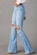 Karleedress Distressed Bell Bottoms Ripped Trendy Jeans