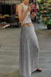 Karleedress Elastic Waist Sequin A-line Maxi Skirt