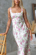 Square Neck Bow Back Floral Print Maxi Cami Dress