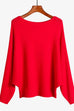 Karleedress Boat Neck Batwing Sleeves Ribbed Knit Sweater