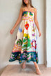 Karleedress High Waist Cartoon Printed Swing Maxi Cami Dress