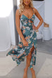 Karleedress Floral Print Tie Front Cut Out Slit Midi Cami Dress