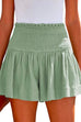 Karleedress Elastic Smocked Waist Wide Leg Solid Shorts