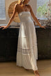 Karleedress Strapless Tube Hollow Out Lace Splice Tiered Maxi Dress