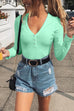 Karleedress Buttoned V Neck Long Sleeves Bottoming Shirt