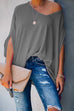 Karleedress Loose V Neck Batwing Sleeve Solid T Shirt