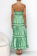 Karleedress Spaghetti Strap Tiered Color Block Striped Maxi Dress