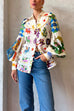 Karleedress Balloon Long Sleeve Graffiti Printed Blouse Shirt