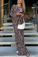 Karleedress Boat Neck Bell Sleeves Animal Print Maxi Dress