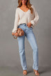 Karleedress Raw Hem Distressed Straight Leg Denim Pants