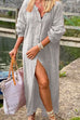 Karleedress Oversized Button Up Cotton Linen Maxi Shirt Dress