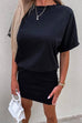 Karleedress Crewneck Short Sleeve Waisted Solid Mini Dress