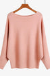 Karleedress Boat Neck Batwing Sleeves Ribbed Knit Sweater