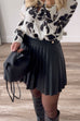 Karleedress Buttons Faux Leather Pleated Mini Skirt