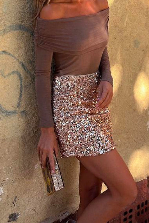 Karleedress Stretchy High Waist Sequin Mini Party Skirt