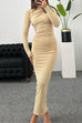 Karleedress Elegant Long Sleeves Ruched Bodycon Maxi Dress