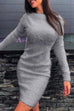 Karleedress Long Sleeve Stretchy Fuzzy Bodycon Dress