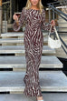 Karleedress Boat Neck Bell Sleeves Animal Print Maxi Dress