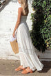 Karleedress Strapless Tube Hollow Out Lace Splice Tiered Maxi Dress