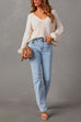 Karleedress Raw Hem Distressed Straight Leg Denim Pants