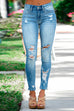 Karleedress Distressed Raw Hem Ripped Skinny Jeans