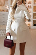 Karleedress Mockneck Long Sleeves Waisted Mini Dress