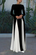 Karleedress Long Sleeves Color Block Swing Maxi Dress