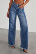 Karleedress Raw Hem Distressed Wide Leg Denim Pants