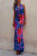 Karleedress Cross V Neck Sleeveless Tie Dye Maxi Holiday Dress