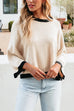 Karleedress Crewneck Drop Shoulder Color Block Knit Sweater