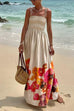 Karleedress Bow Shoulder Smocked Floral Print Cami Maxi Vacation Dress