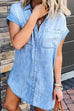 Karleedress Causal Short Sleeves Denim Shirt Dress