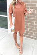 Karleedress V Neck Cold Shoulder Solid T Shirt Dress