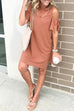 Karleedress V Neck Cold Shoulder Solid T Shirt Dress