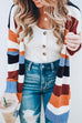 Karleedress Rainbow Stripes Open Front Cozy Sweater Cardigan