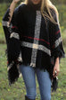 Karleedress Tassel Color Block Classic Cloak Poncho Sweater