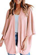 Karleedress Solid 3/4 Sleeve Open Front Kimono Cardigan