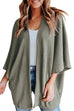 Karleedress Solid 3/4 Sleeve Open Front Kimono Cardigan