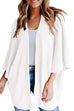 Karleedress Solid 3/4 Sleeve Open Front Kimono Cardigan